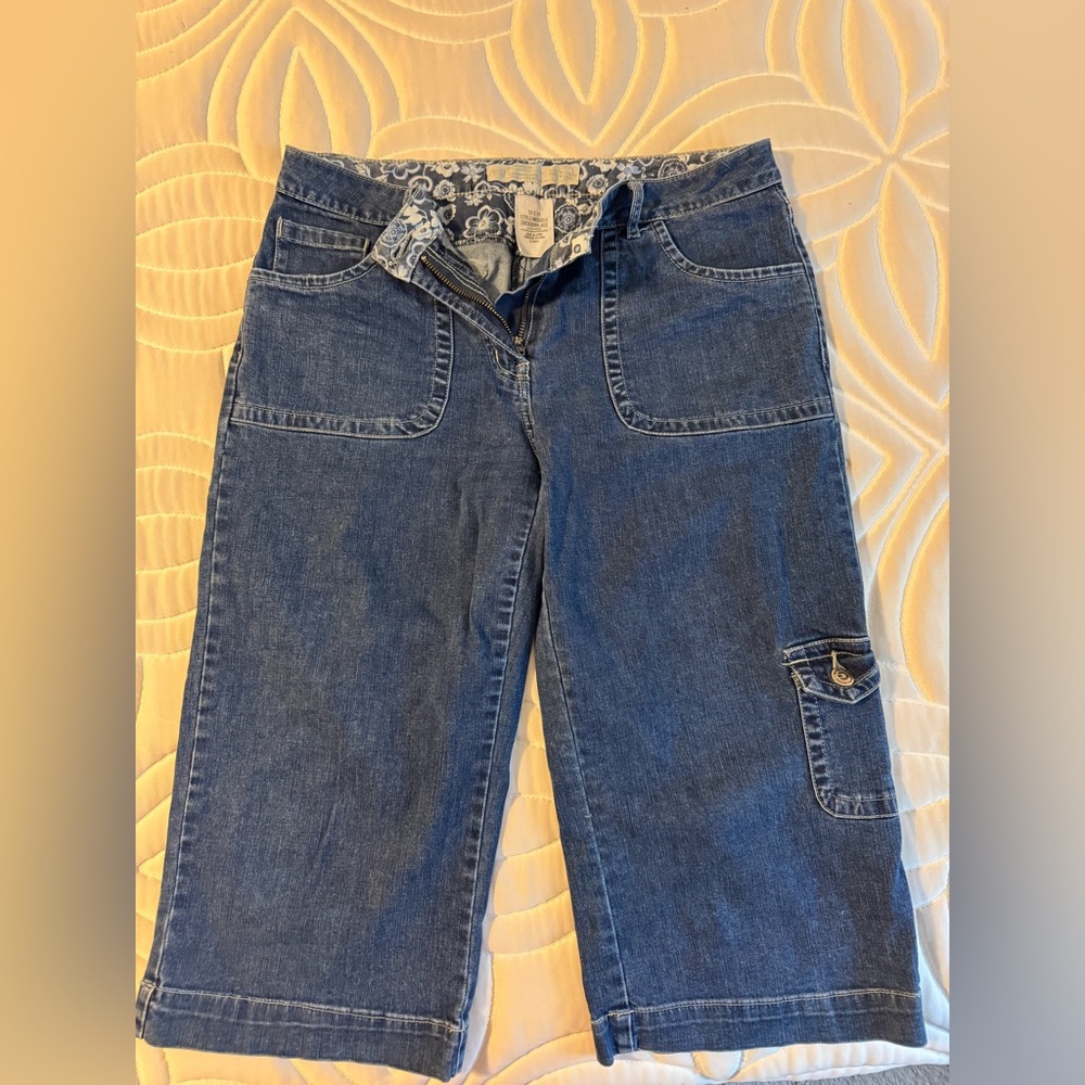 Denver Hayes Blue Denim Cargo Capris